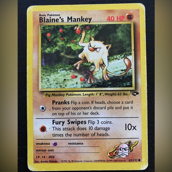 Set of 5 Pokémon Cards. Voltorb, Blaine’s Mankey, Geodude, Omastar, Rhydon. - Picture 3 of 7